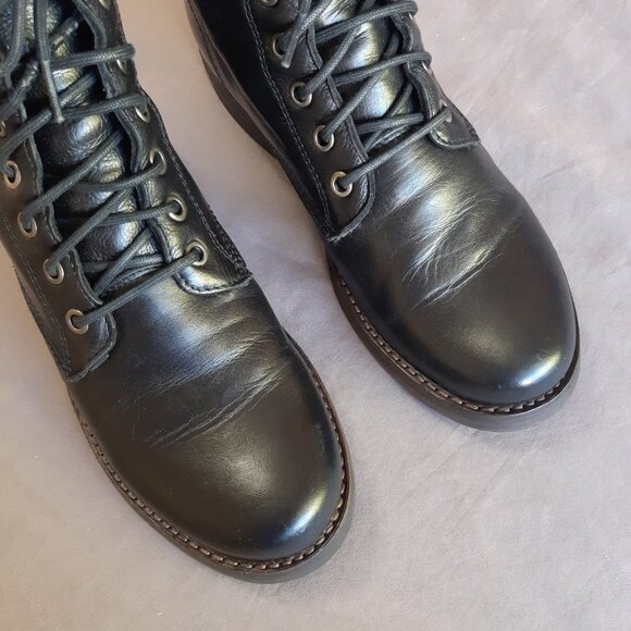 Frye Veronica Lace-Up Black Leather Combat Boot - Picture 7 of 14